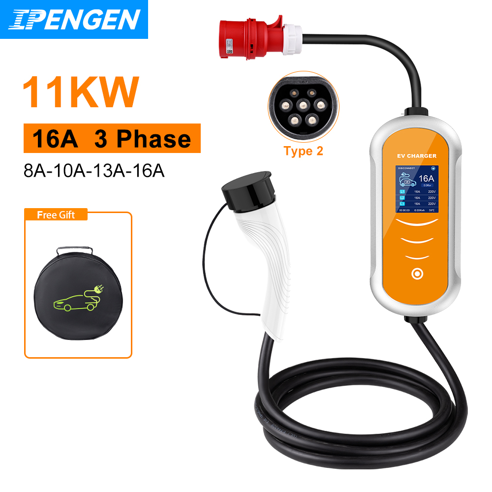 Type 2 Portable Ev Charger 11Kw Cee - IPENGEN EV-oplader 16A 11KW Type 2
