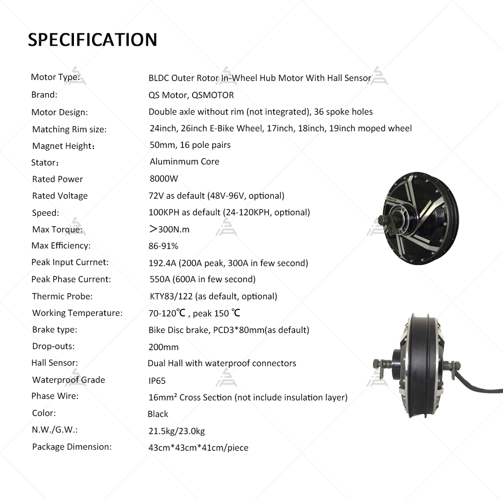 QS Motor 273 8000 W V3 72 V 12 - Qs Motor 273 8000W Hub Motor recensie en prijs