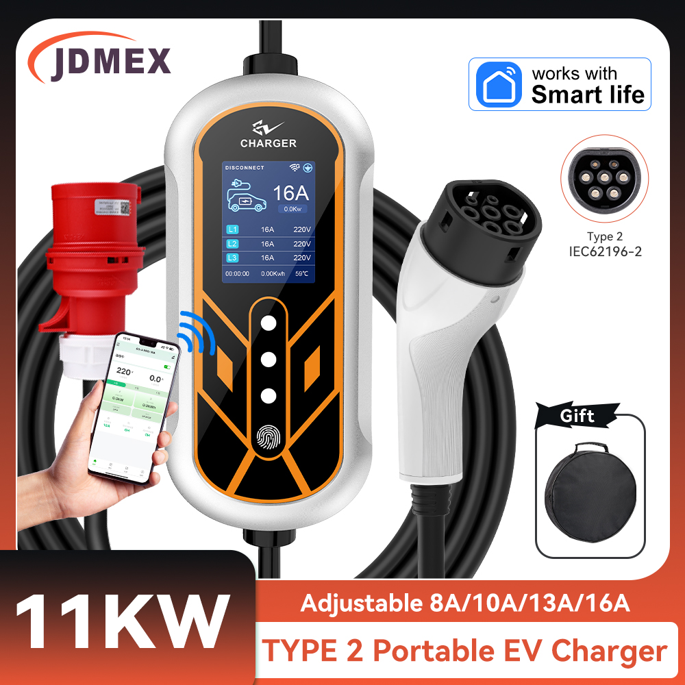 JDMEX 11KW Type2 EV-oplader Dr - Type 2 Portable Ev Charger 11Kw Cee recensie en prijs